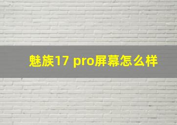 魅族17 pro屏幕怎么样